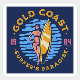 Vintage Gold Coast, Australia Surfer's Paradise // Retro Surfing 1980s Badge Sticker